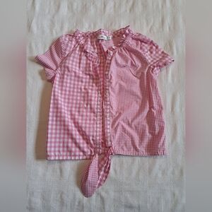 Vineyard Vines girls size 16 gingham pink & white blouse, EUC